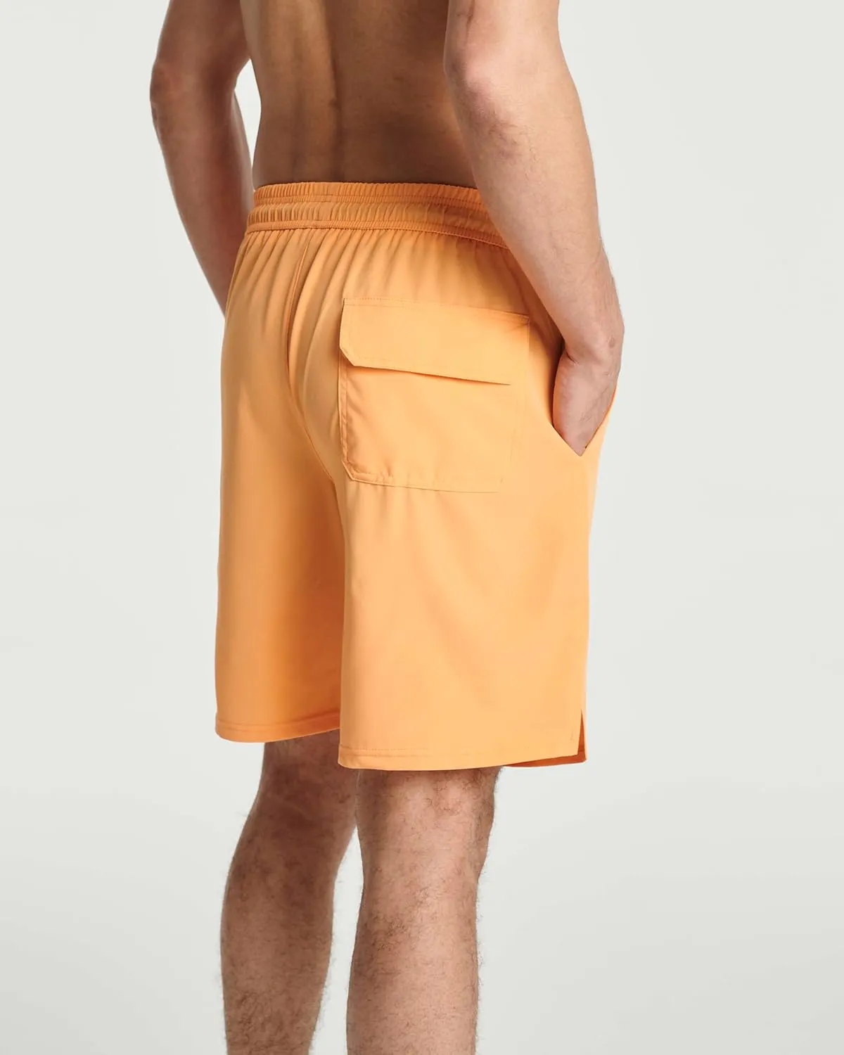 Real Essentials 3 Pack: Men's 9" Inch 2 in 1 Board Shorts with Compression Liner - Bathing Suit with Back Flap Pocket