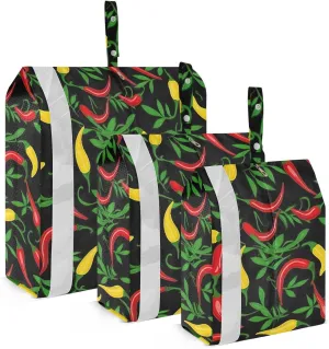 Red Green Chilli Pepper Packing Cubes for Travel 3 Set Travel Compression Bags Suitcase Organizer Bags Set for Travel