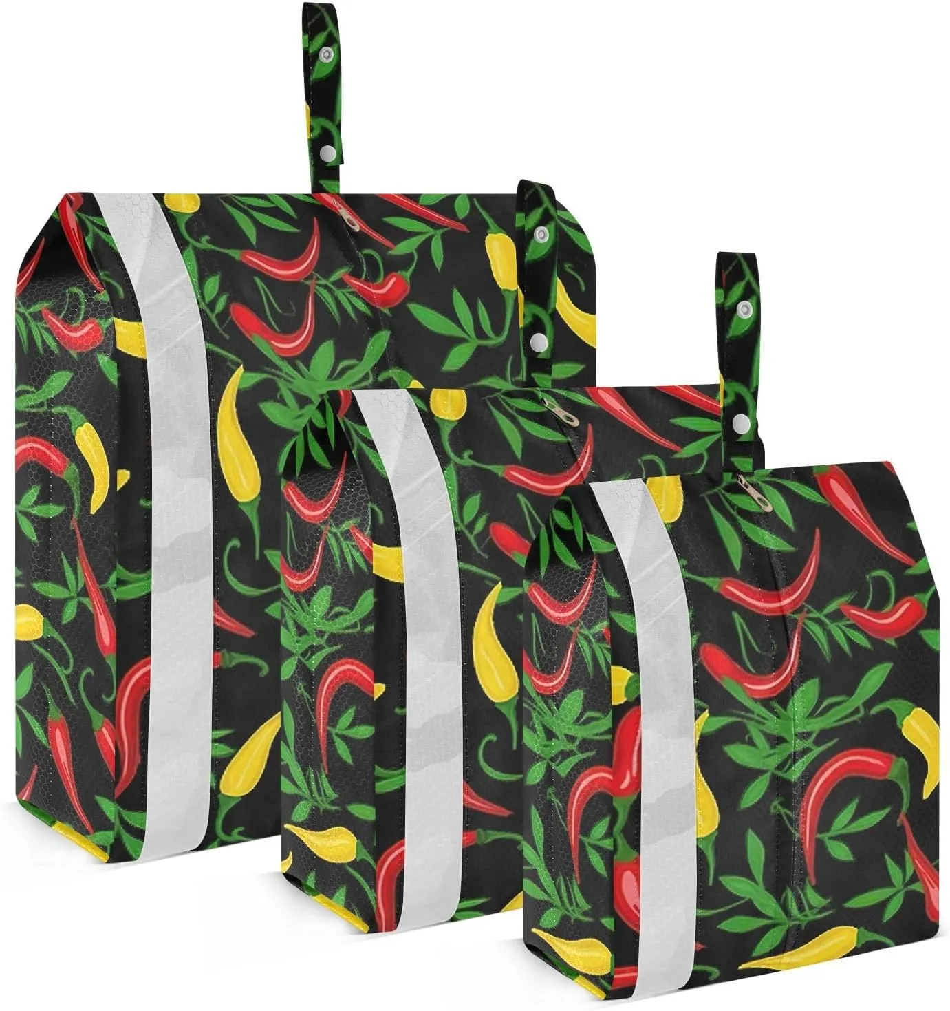 Red Green Chilli Pepper Packing Cubes for Travel 3 Set Travel Compression Bags Suitcase Organizer Bags Set for Travel