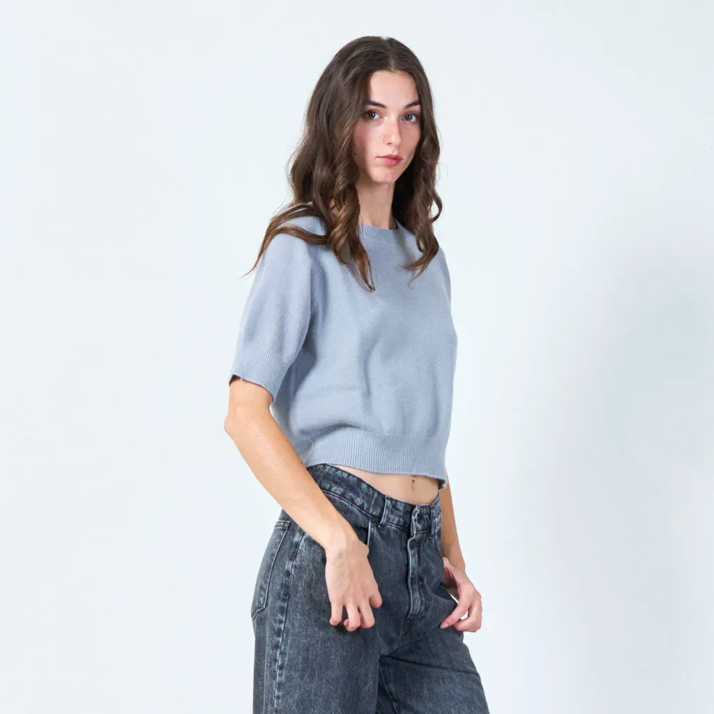 Relaxed fit short sleeve sweater wholesale