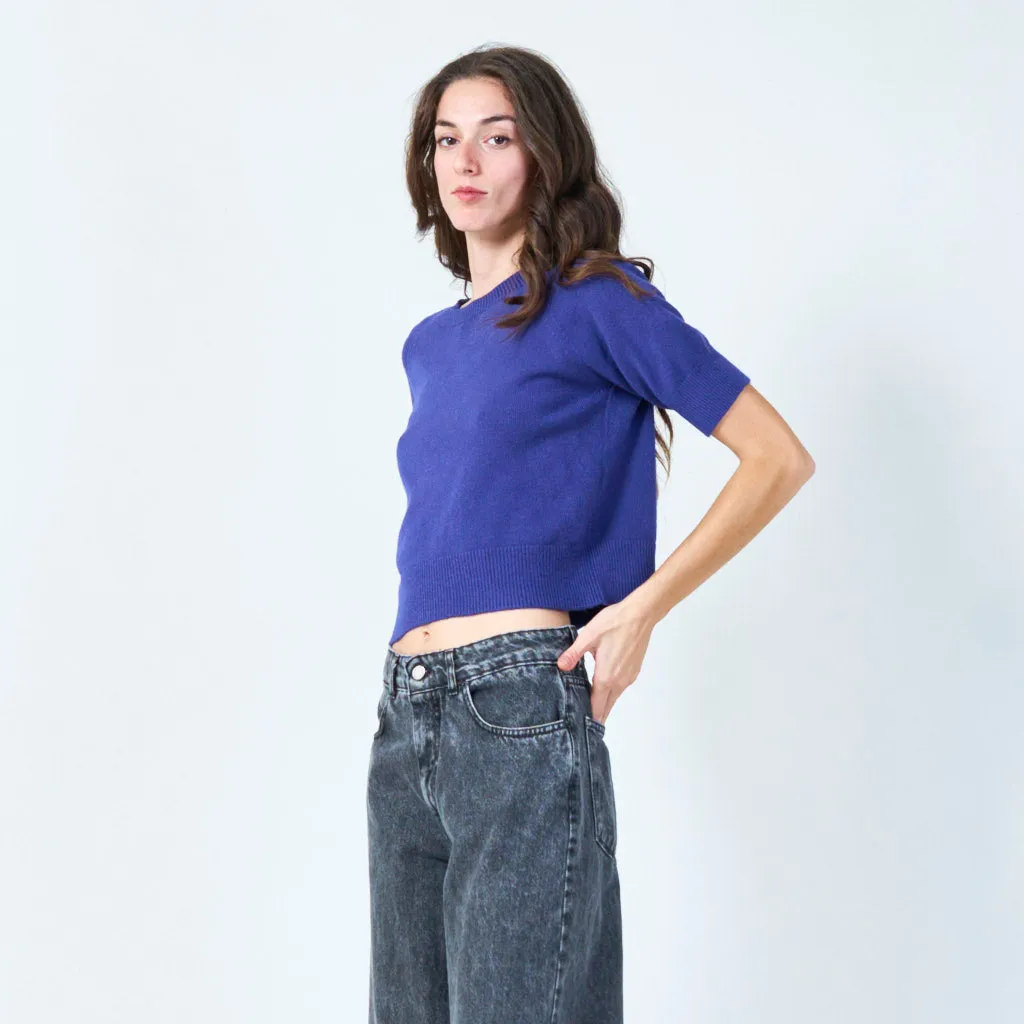 Relaxed fit short sleeve sweater wholesale