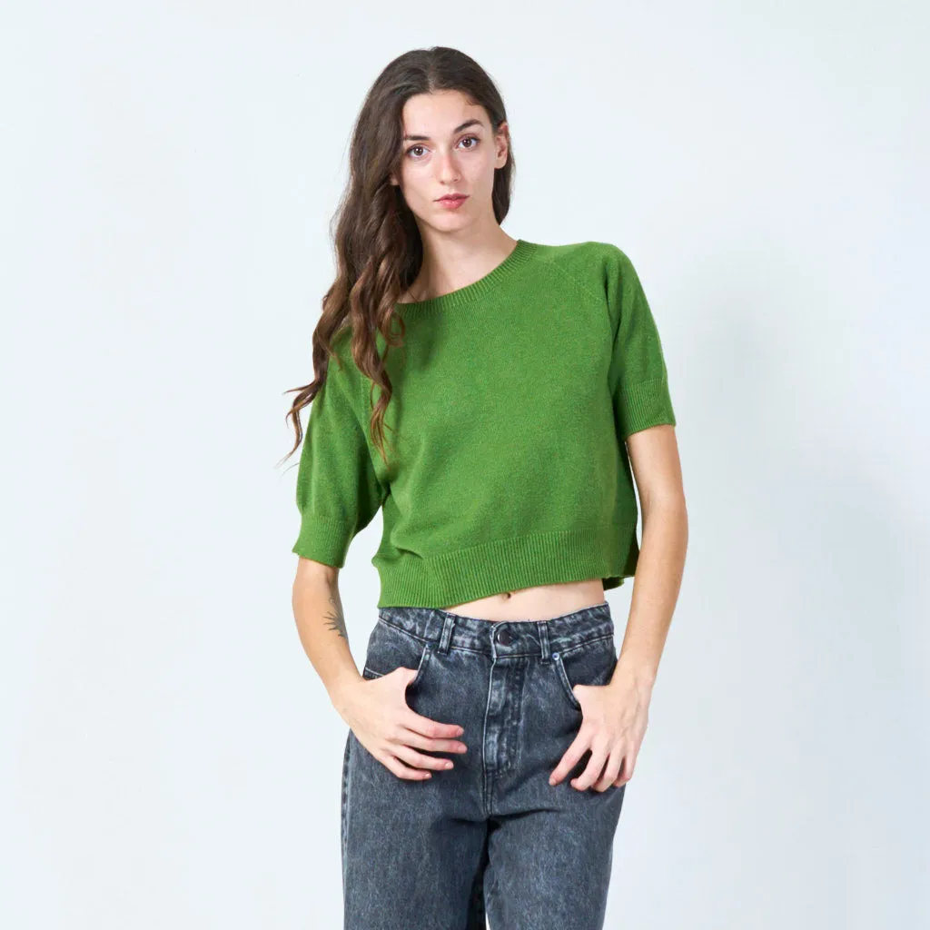 Relaxed fit short sleeve sweater wholesale