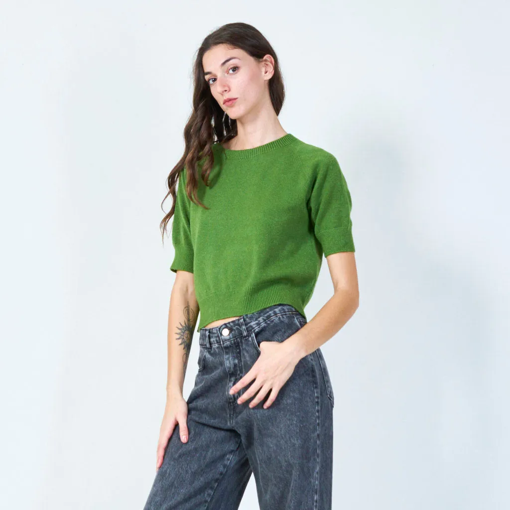 Relaxed fit short sleeve sweater wholesale