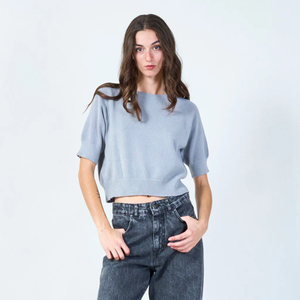 Relaxed fit short sleeve sweater wholesale