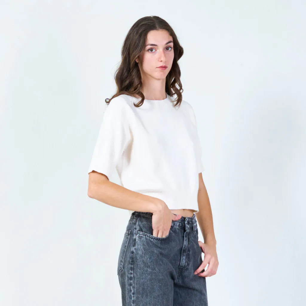 Relaxed fit short sleeve sweater wholesale