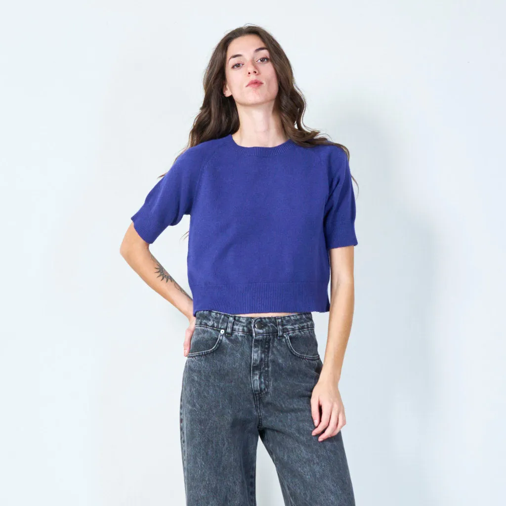 Relaxed fit short sleeve sweater wholesale