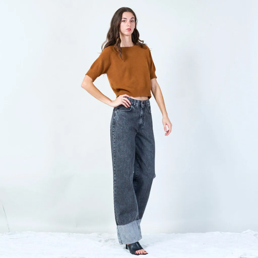 Relaxed fit short sleeve sweater wholesale