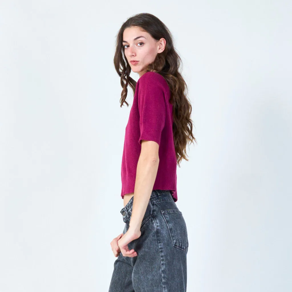 Relaxed fit short sleeve sweater wholesale