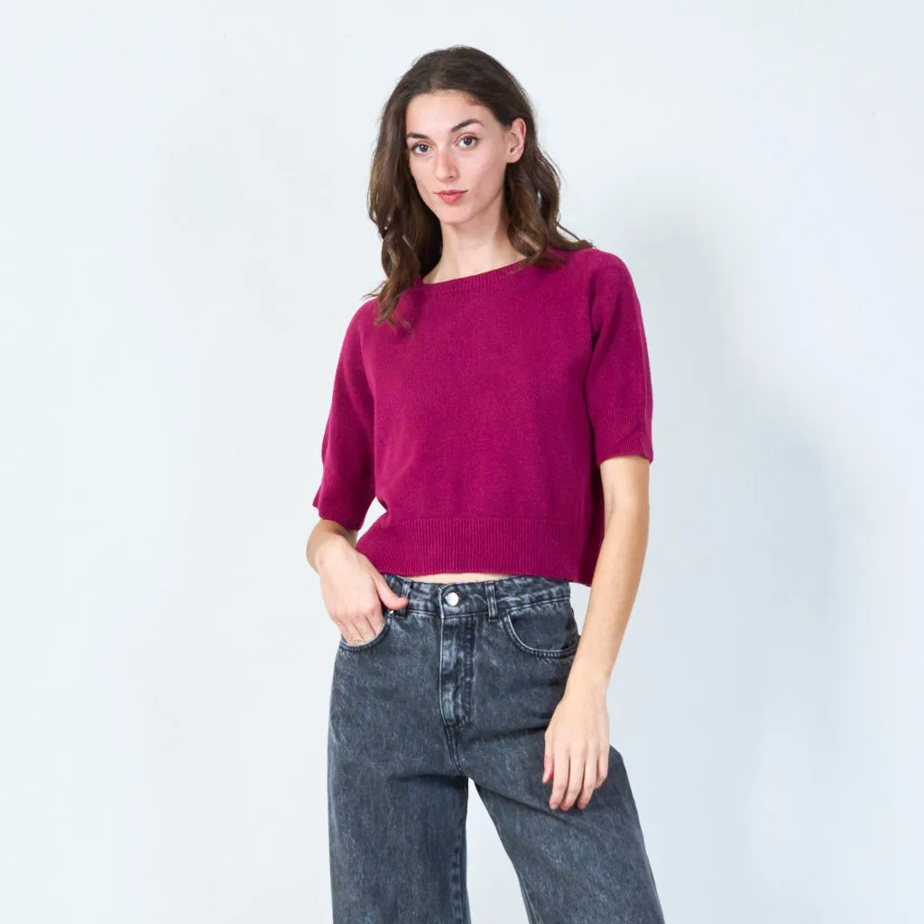 Relaxed fit short sleeve sweater wholesale