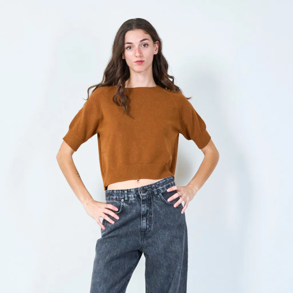 Relaxed fit short sleeve sweater wholesale