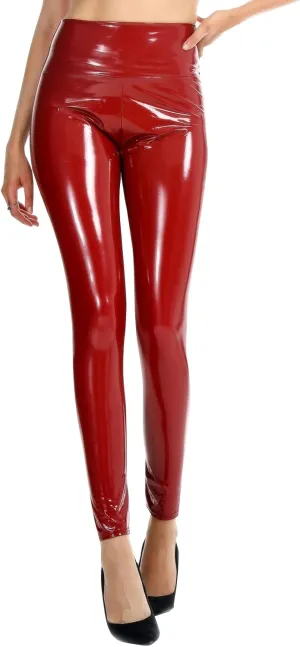 Resnan Bright Color Mirror high Elastic Women's Tight Leggings PU Leather high Waist Pearl Luster Plus Size Women's Trousers