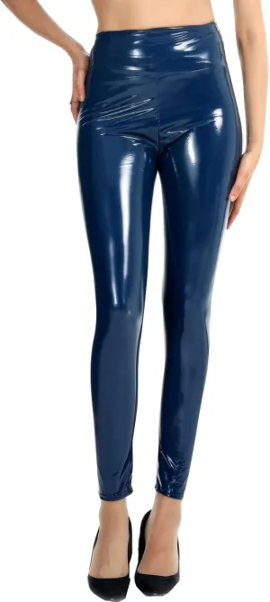 Resnan Bright Color Mirror high Elastic Women's Tight Leggings PU Leather high Waist Pearl Luster Plus Size Women's Trousers