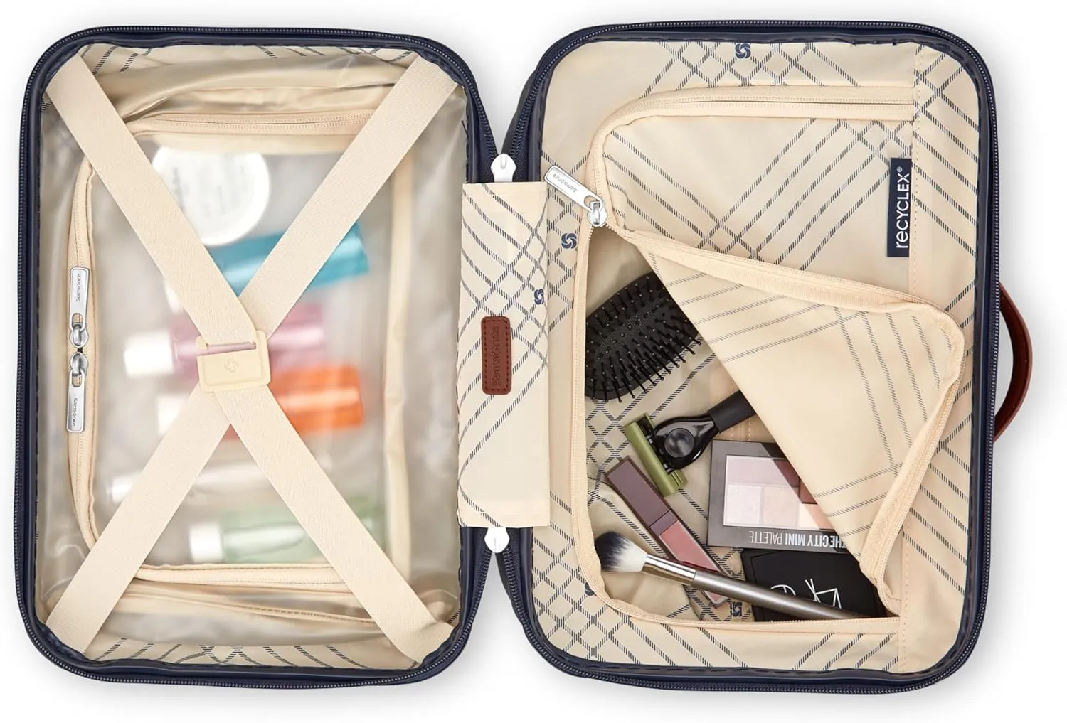 Samsonite Virtuosa Hardside Train Case, Crossbody Travel Makeup Case with Removable Strap, Navy