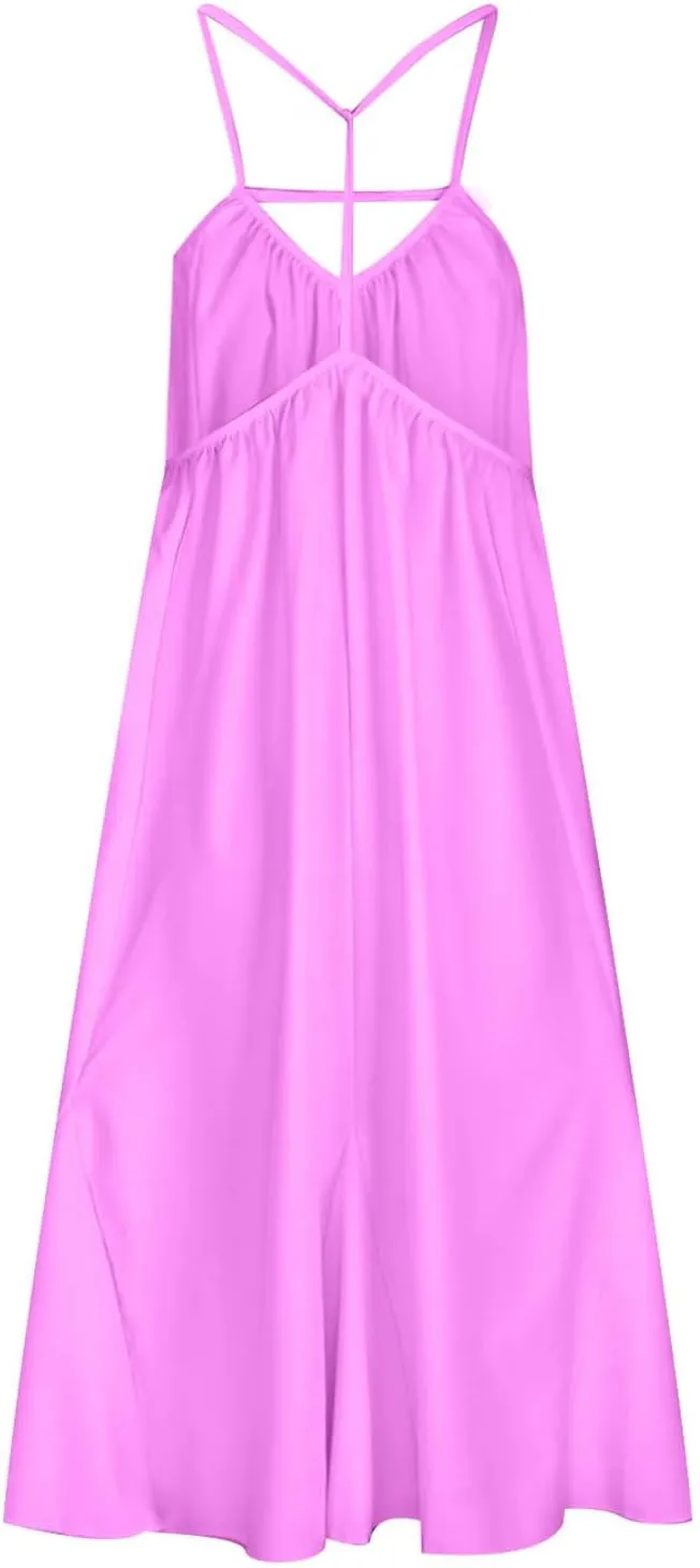 Sexy Sleeveless Dresses for Womens Spaghetti Strap Solid Color Summer A Line Dress Ruffles Party Clubwear Mini Dress