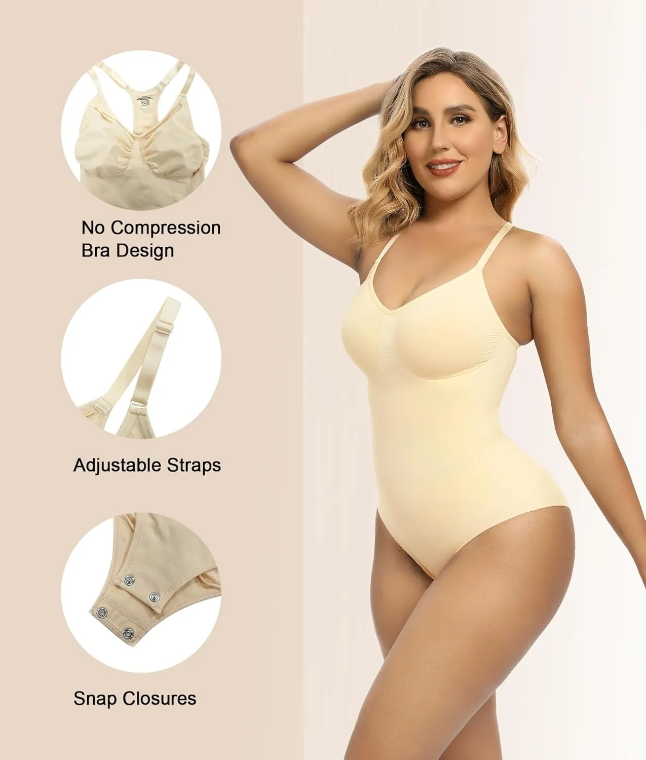 SHAPERX Bodysuit for Women Tummy Control Shapewear Racerback Seamless Sculpting Body Shaper Tank Top