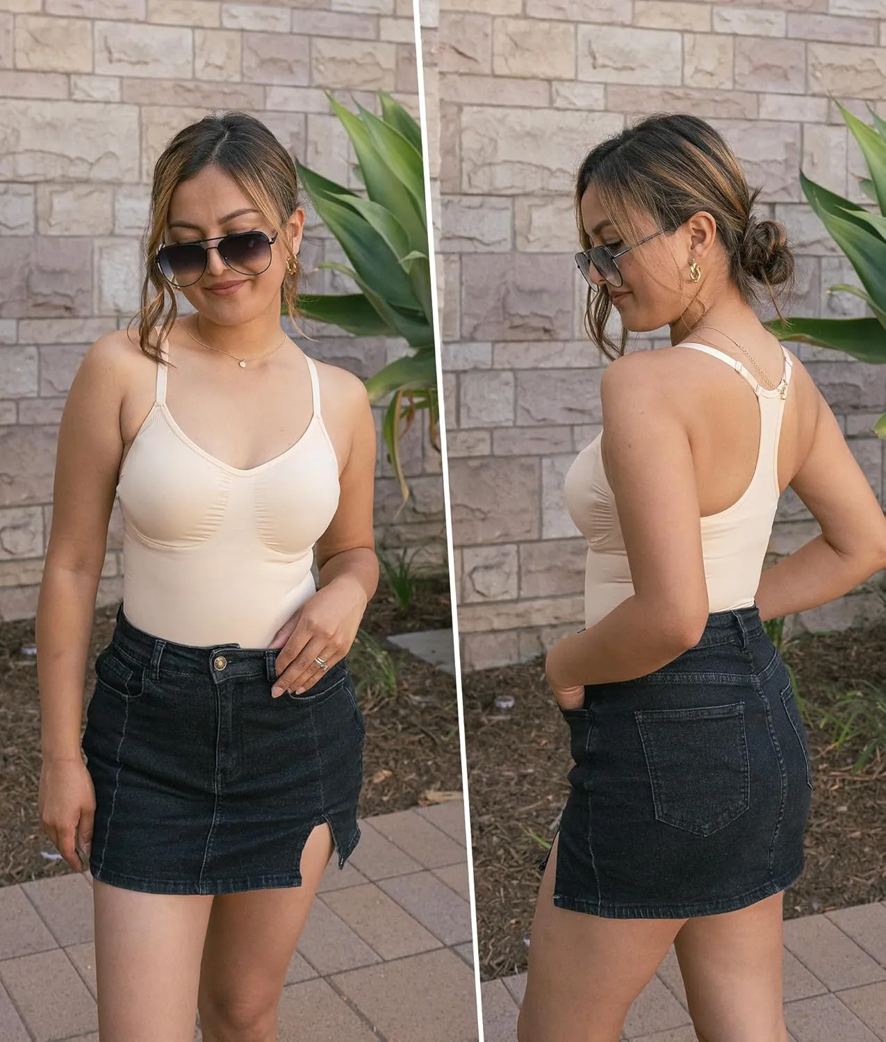 SHAPERX Bodysuit for Women Tummy Control Shapewear Racerback Seamless Sculpting Body Shaper Tank Top