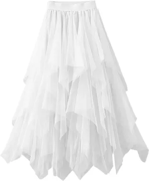 Skirt Waist Long A-Line Skirt Elastic Spring Solid Color Women Mesh High Skirt Mini Jean Skirt