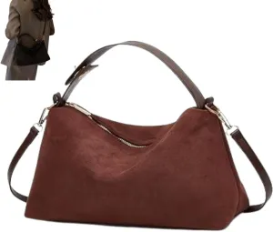Slouchy Suede Cloud Hobo Bags, Brown Suede Bag Slouchy Tote Bag,Women Faux Suede Crossbody Bag Slouchy Tote Bag