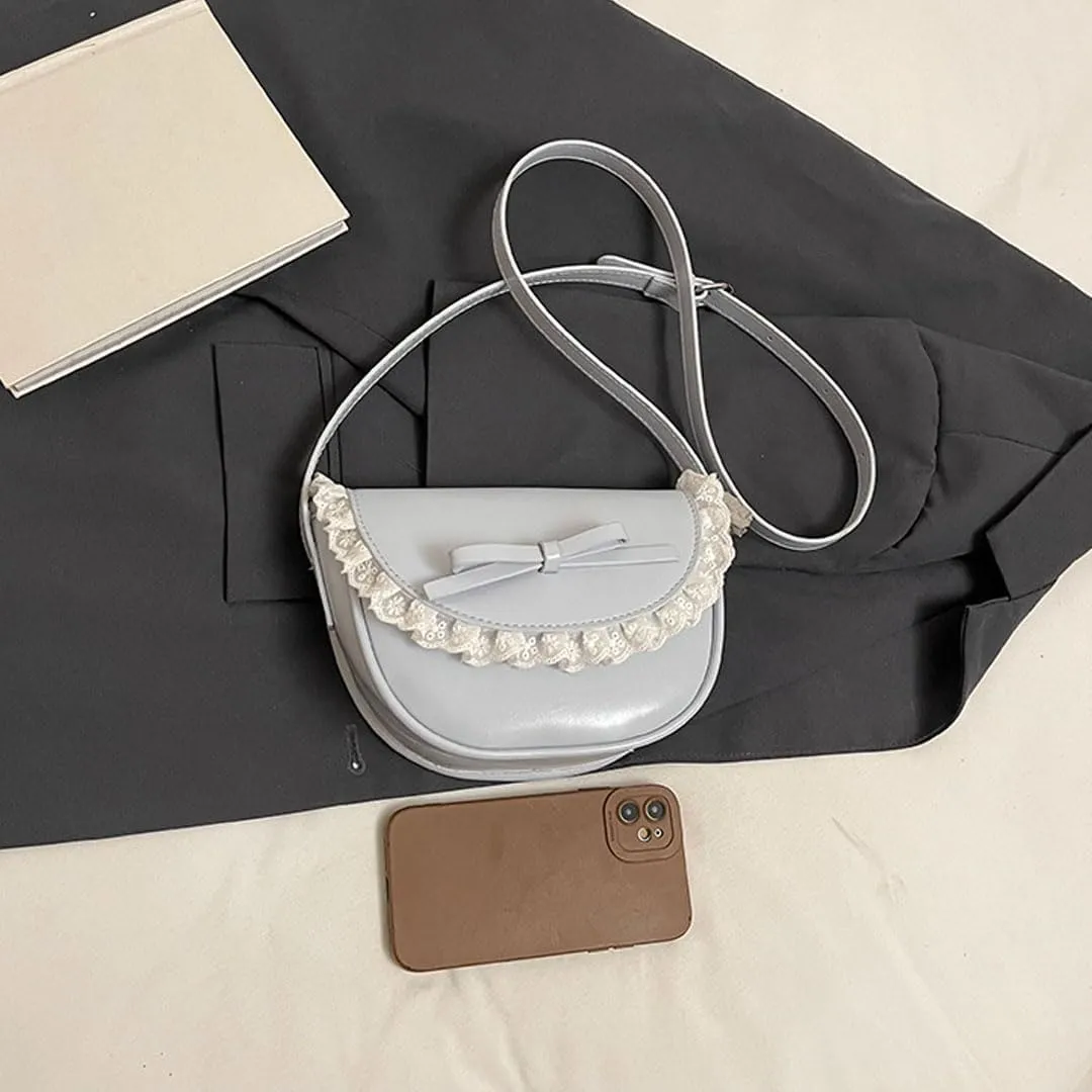 Small Crossbody Bags for Women Bow Purse Saddle Bag Trendy Shoulder Bag Satchel Coquette Aesthetic Leather Cute Handbag