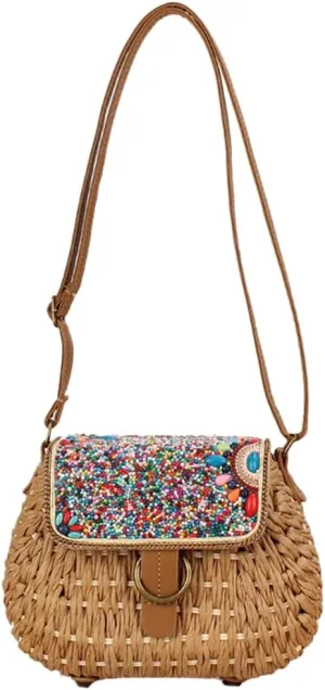 Straw Hobo Bag for Women Lightweight Woven Shoulder Bag 2025 Fashion Beach Bag Purse Straw Crossbody Bag