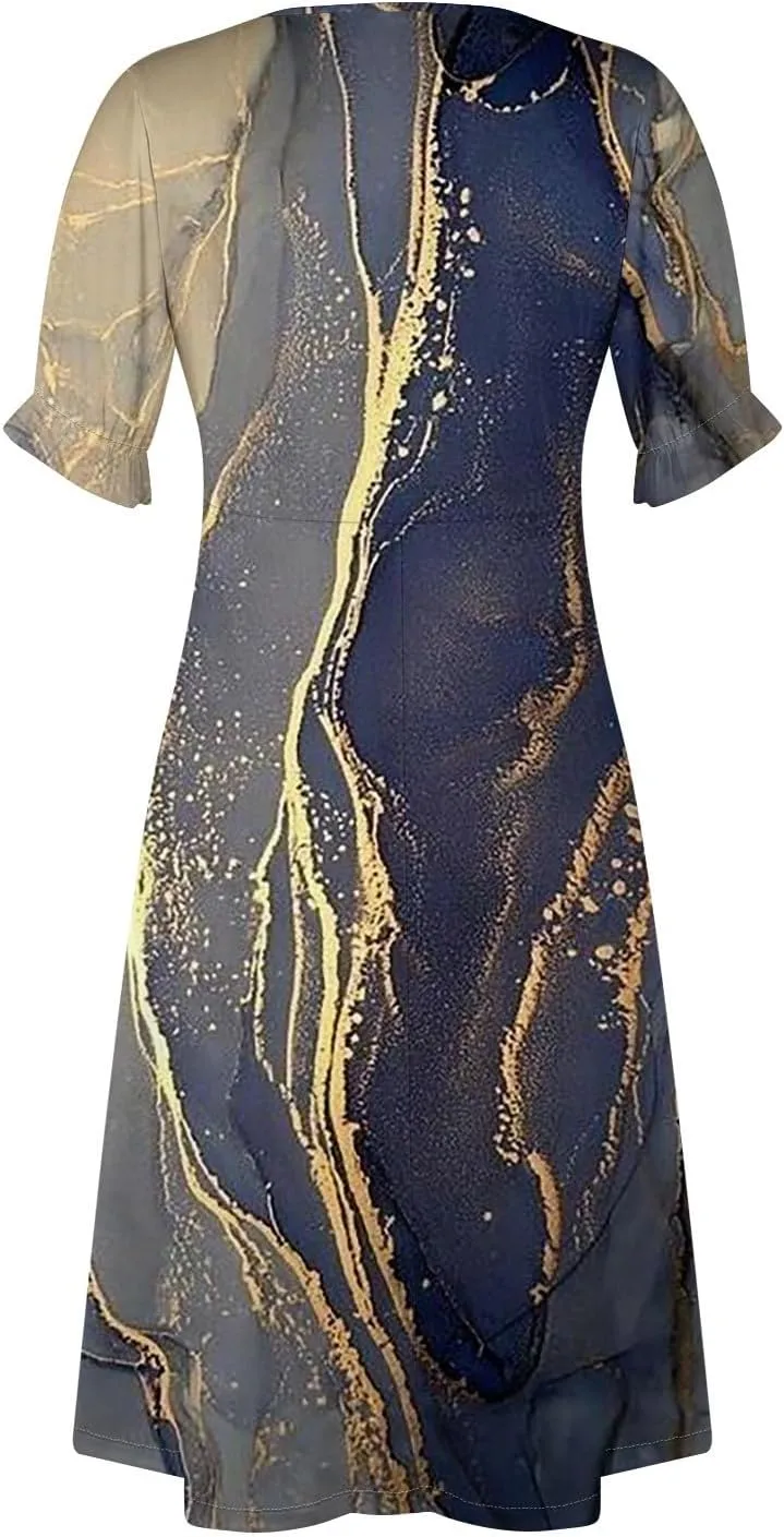 Summer Beach Dresses for Women 2024 Spring Elegant Wrap V Neck Floral Boho Dress Flowy Ruched Hawaiian Maxi Dress