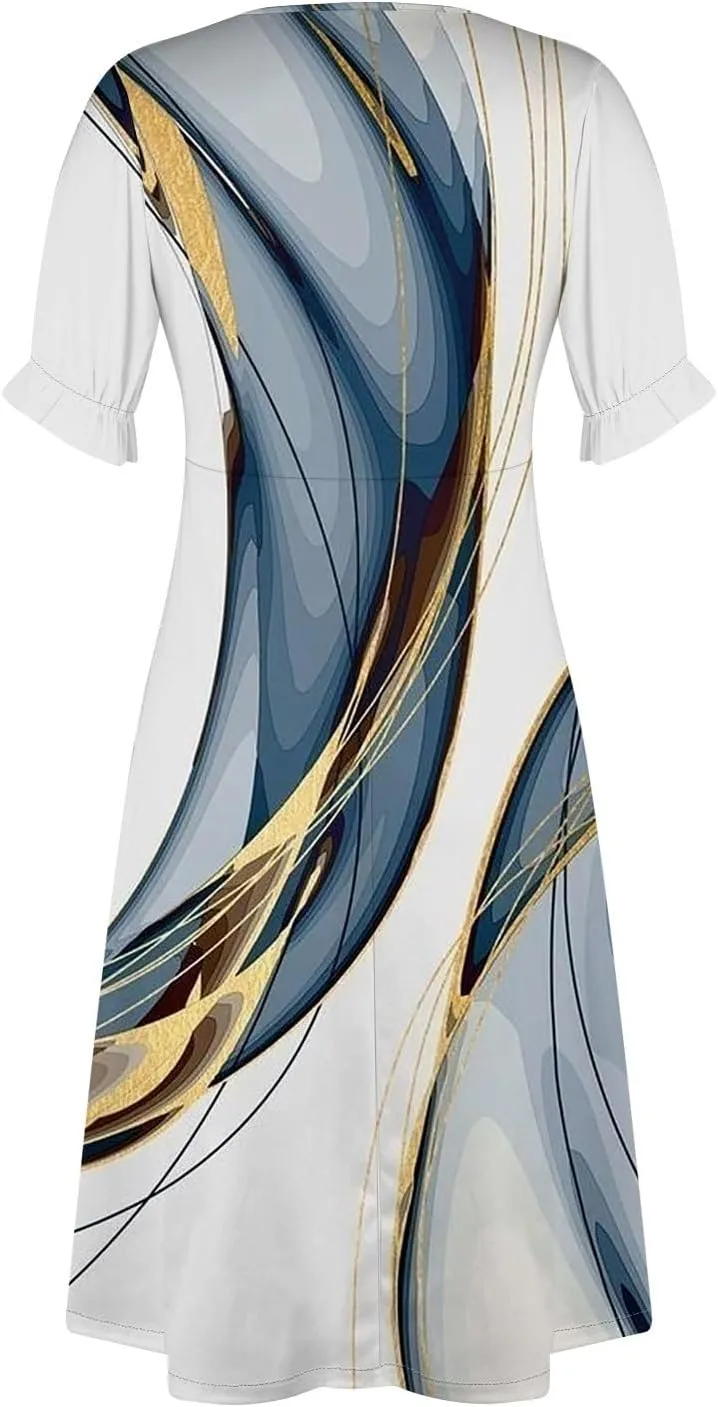 Summer Beach Dresses for Women 2024 Spring Elegant Wrap V Neck Floral Boho Dress Flowy Ruched Hawaiian Maxi Dress