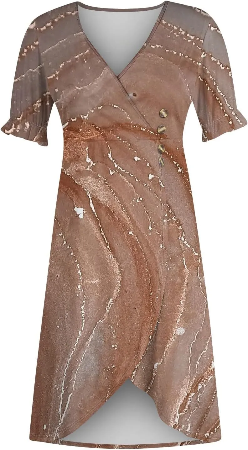 Summer Beach Dresses for Women 2024 Spring Elegant Wrap V Neck Floral Boho Dress Flowy Ruched Hawaiian Maxi Dress
