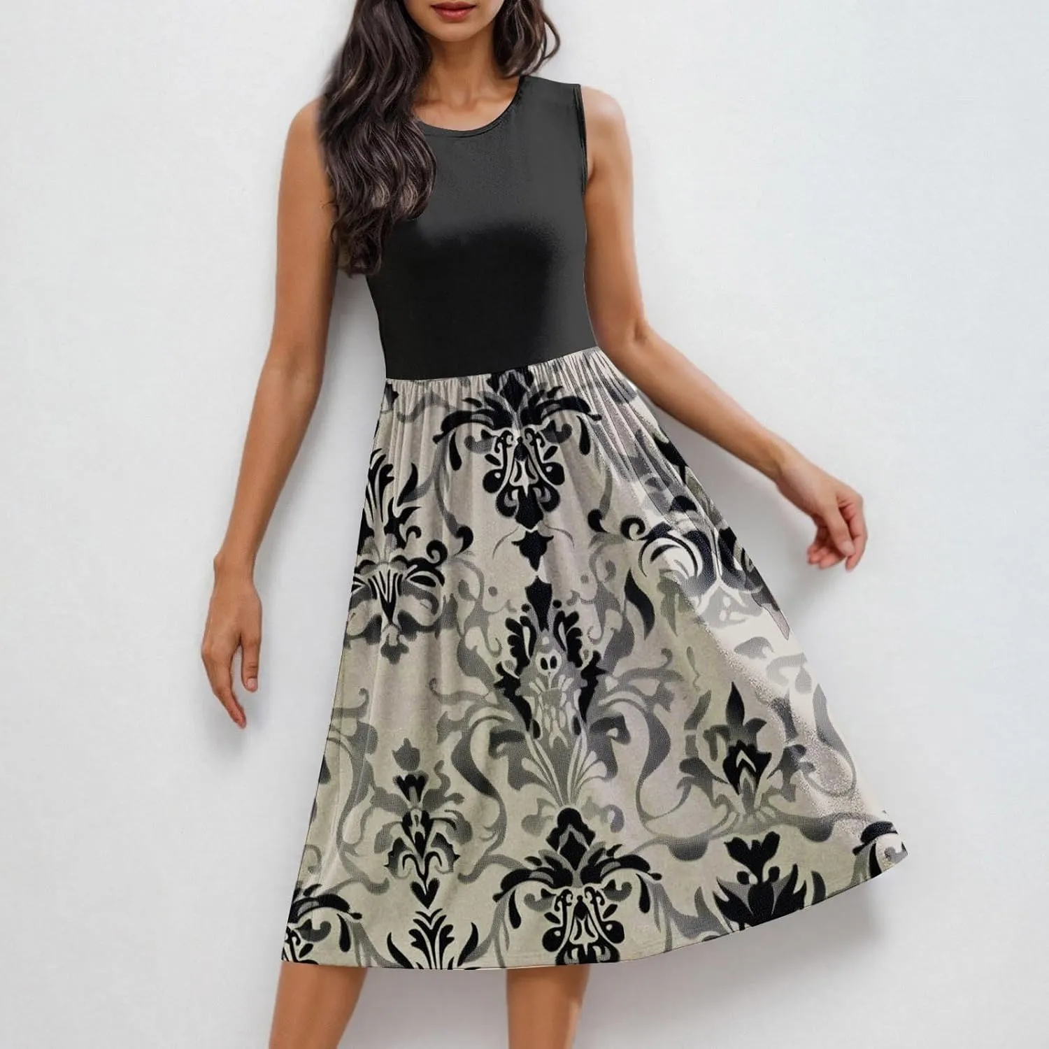 Summer Dresses for Women 2025,Casual Floral Tank Dresses Boho Spring Vacation Beach Midi Sun Dresses with Pockets