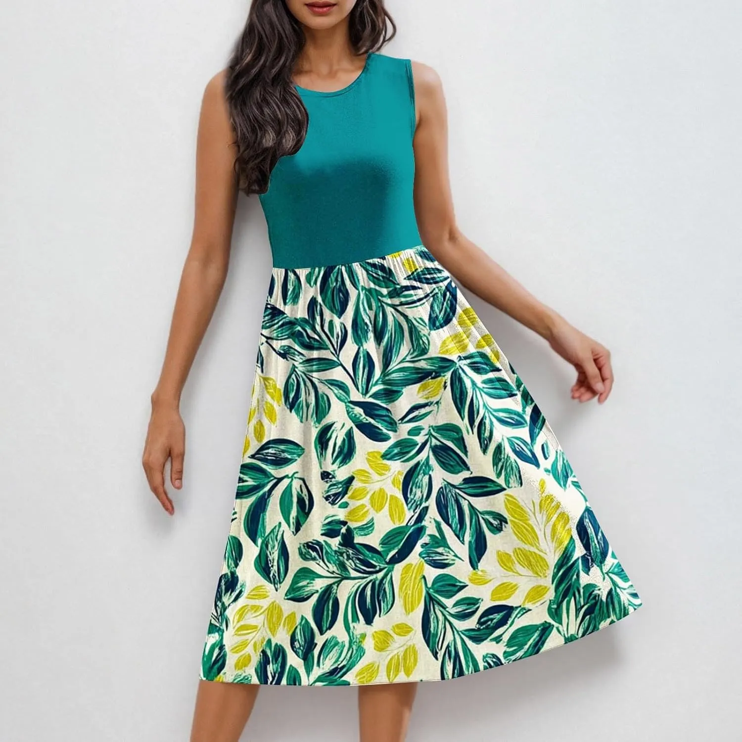 Summer Dresses for Women 2025,Casual Floral Tank Dresses Boho Spring Vacation Beach Midi Sun Dresses with Pockets