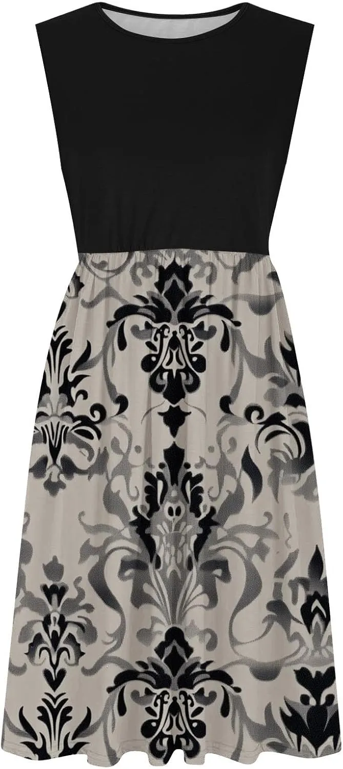 Summer Dresses for Women 2025,Casual Floral Tank Dresses Boho Spring Vacation Beach Midi Sun Dresses with Pockets
