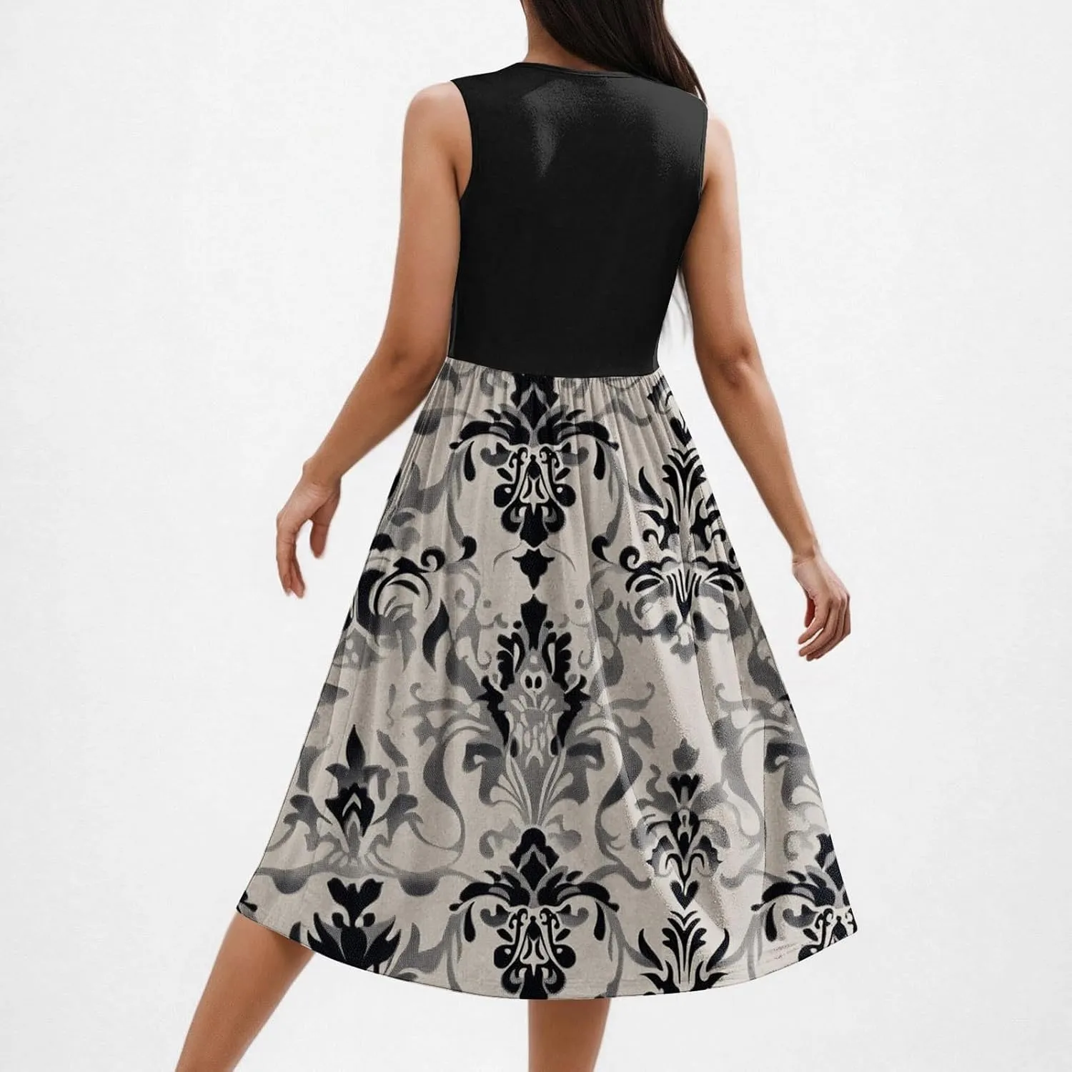 Summer Dresses for Women 2025,Casual Floral Tank Dresses Boho Spring Vacation Beach Midi Sun Dresses with Pockets