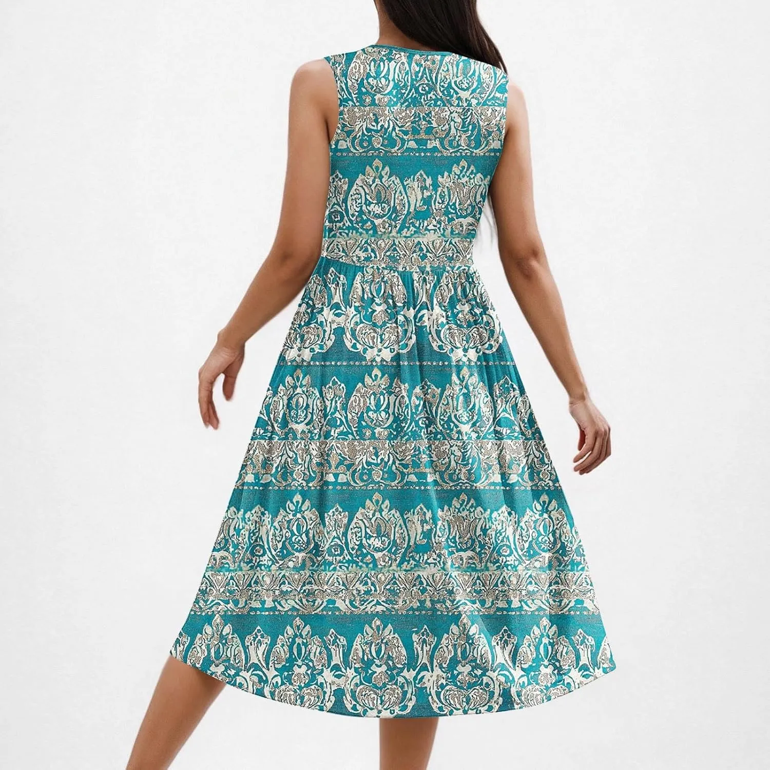 Summer Dresses for Women 2025,Casual Floral Tank Dresses Boho Spring Vacation Beach Midi Sun Dresses with Pockets