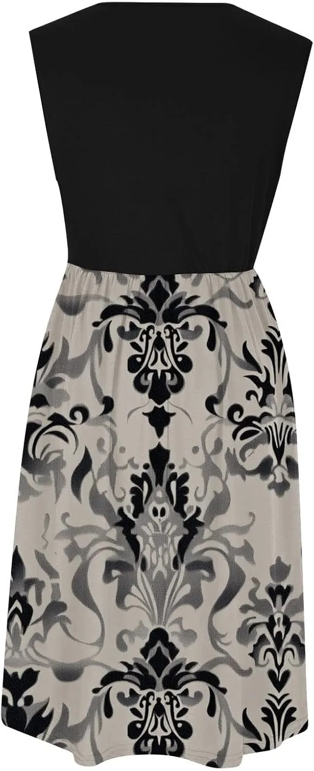 Summer Dresses for Women 2025,Casual Floral Tank Dresses Boho Spring Vacation Beach Midi Sun Dresses with Pockets
