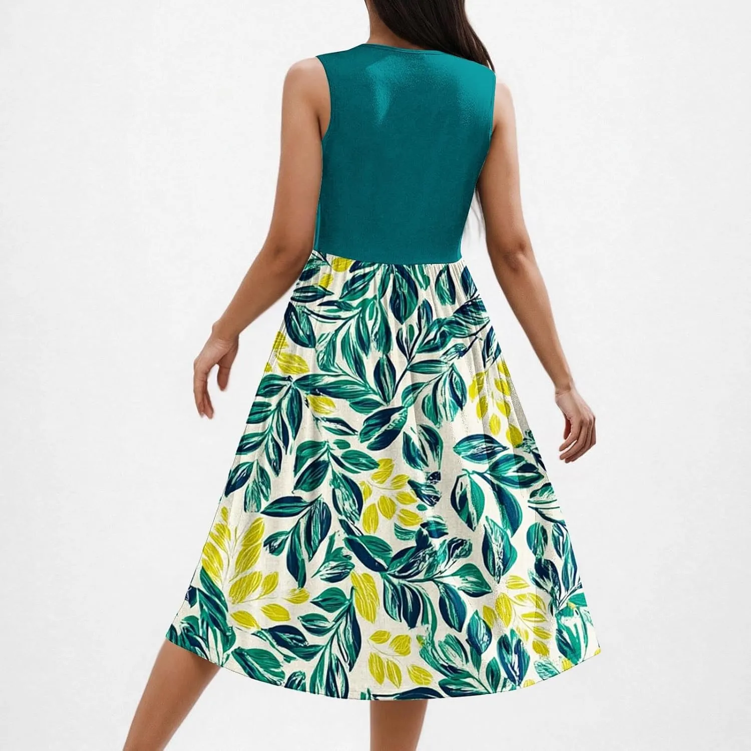 Summer Dresses for Women 2025,Casual Floral Tank Dresses Boho Spring Vacation Beach Midi Sun Dresses with Pockets