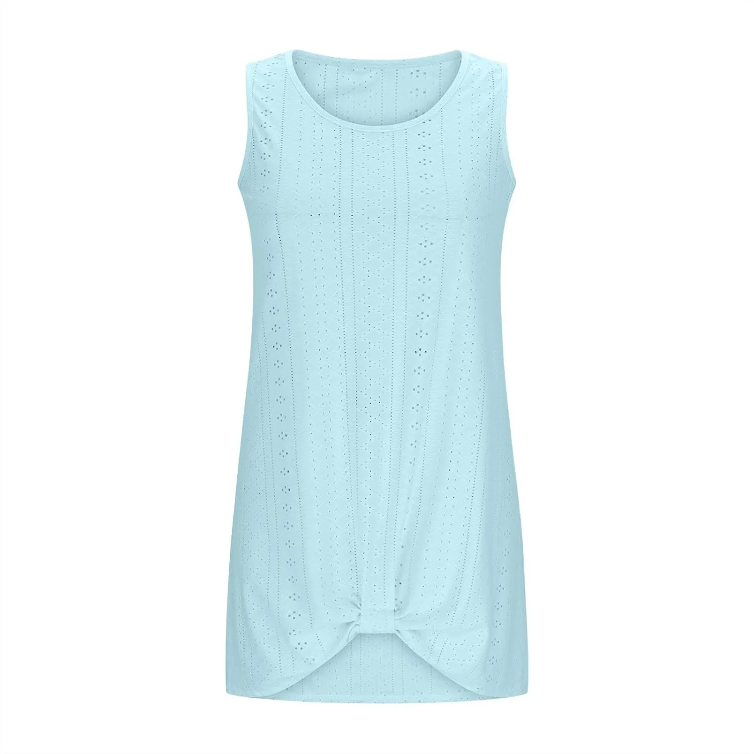 Summer Sundress for Women 2025 Sleeveless Beach Swimsuit Cover Ups Boho Eyelet Tank Dresses Vacation Mini Dresses