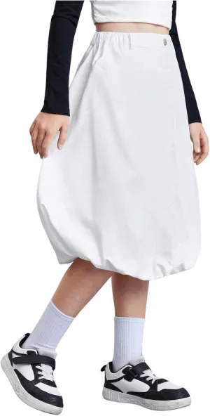 SweatyRocks Girl's A Line Midi Denim Skirts Elastic High Waisted Y2K Bubble Jean Skirts
