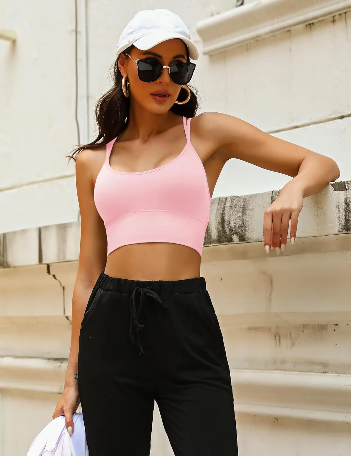 Sykooria 3 Pack Strappy Sports Bra for Women Sexy Crisscross for Yoga Running Athletic Gym Workout Fitness Tank Tops