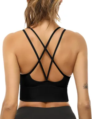 Sykooria Women's 3 Pack High Support Sports Bras Strappy Cross Back Padded Wokout Running Yoga Gym Bra