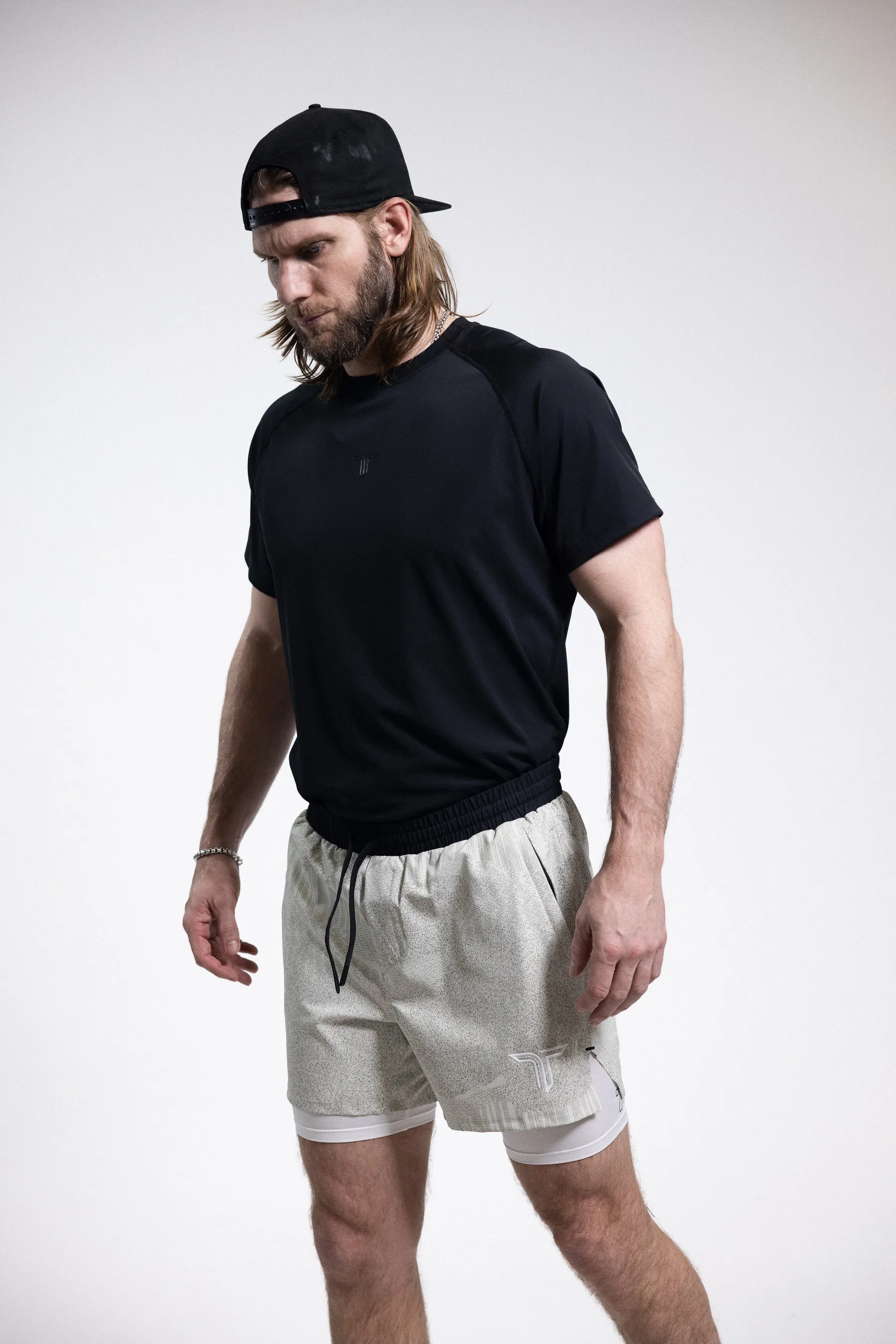 T-Tech Lined Training Shorts (5" Inseam)- White Night Vision