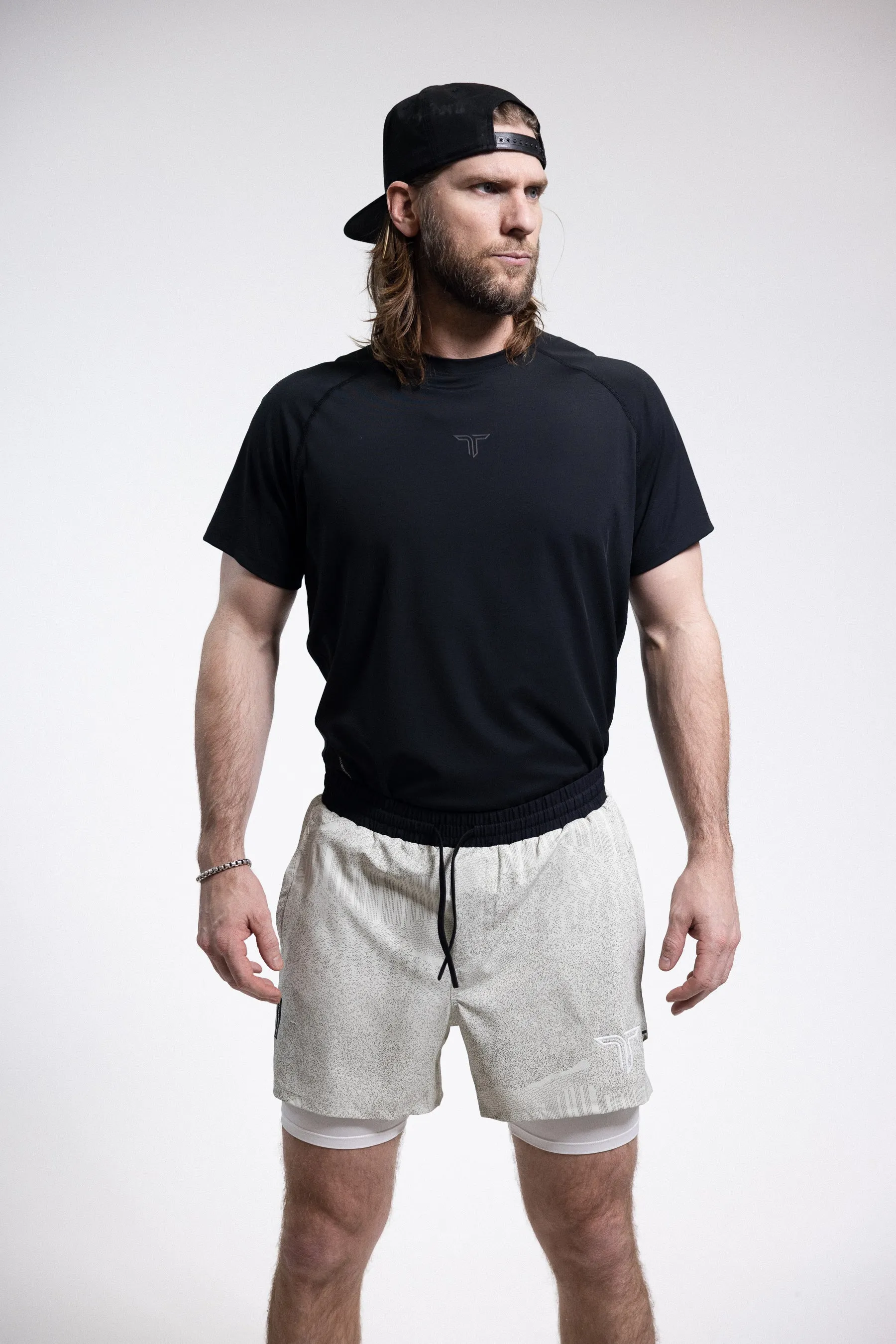 T-Tech Lined Training Shorts (5" Inseam)- White Night Vision