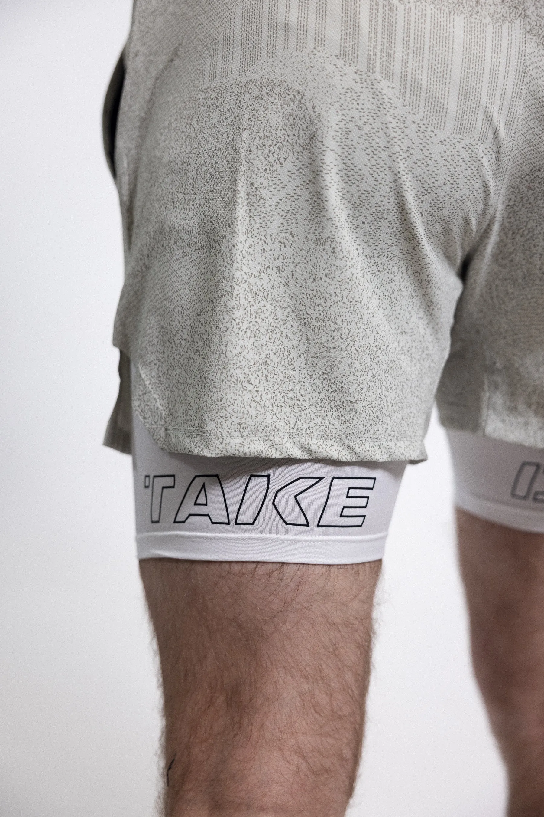T-Tech Lined Training Shorts (5" Inseam)- White Night Vision