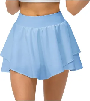 Tennis Skirts for Women with Shorts Womens Golf Athletic Skort Girls Sports Running Yoga Workout Trendy Irregular Hem Skorts