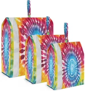 Tie Dye Spiral Rainbow Packing Cubes for Travel 3 Set Compression Bag Luggage Cubes for Luggage