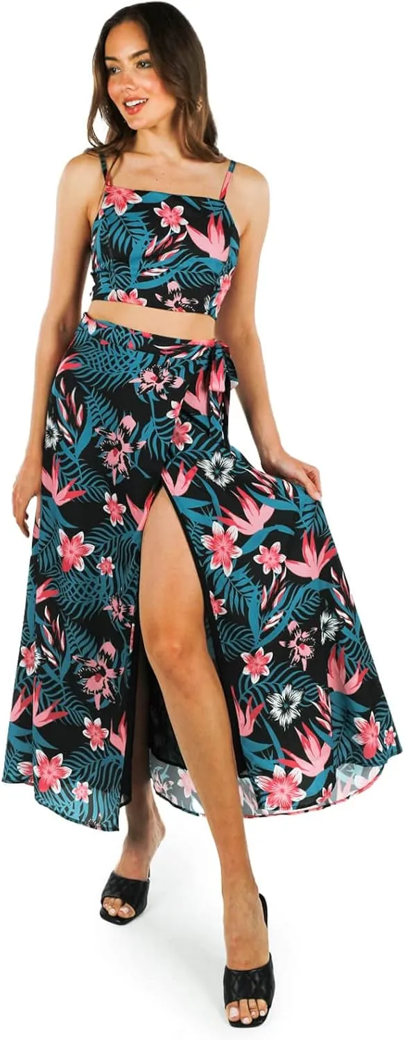 Tipsy Elves Maxi Dresses for Women - Sleeveless 2-Piece Casual Long Summer Dresses - Cute Colorful Floral Sundress Beach