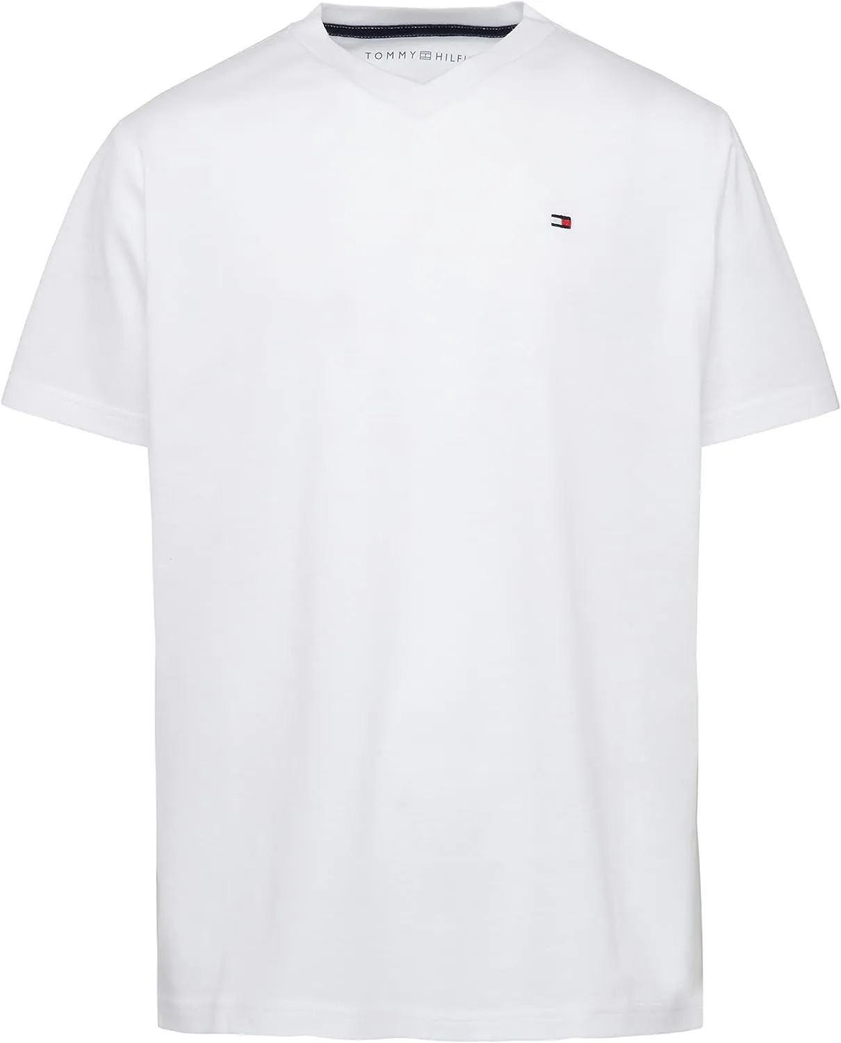 Tommy Hilfiger Boy's Short Sleeve Flag Solid V-neck T-shirt