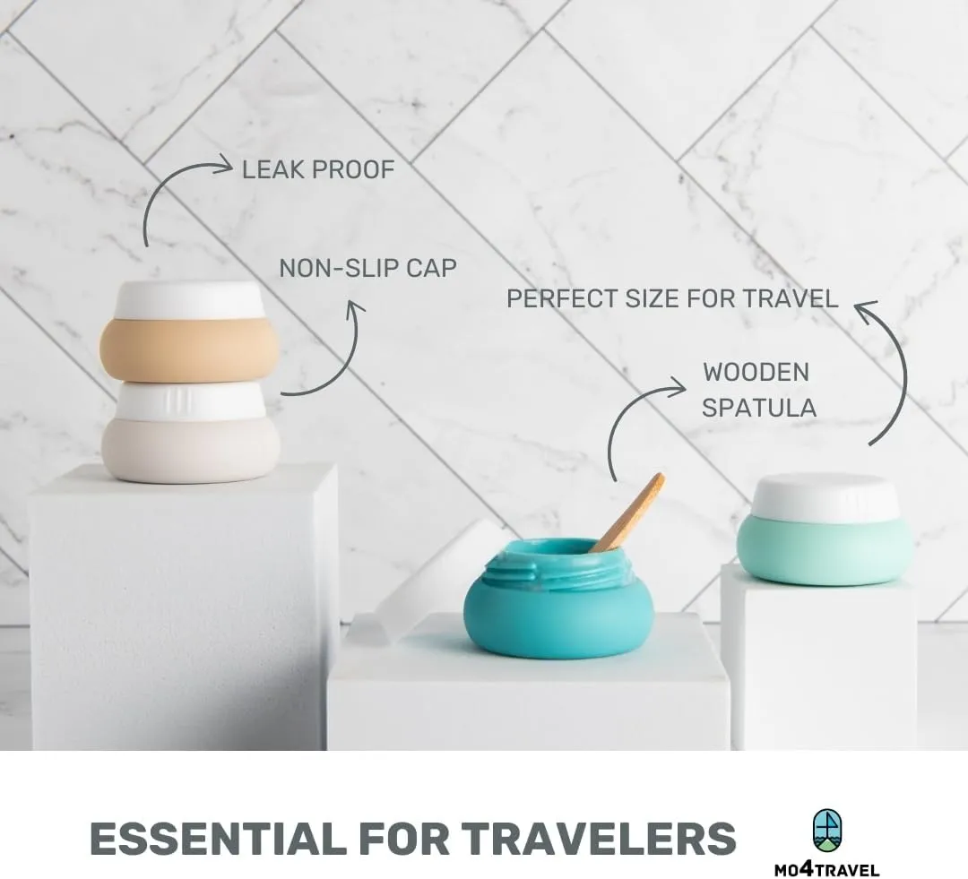 Travel Containers for Toiletries - Small Travel Containers for Creams - 4 Pack of 20mL TSA Approved Travel Bottles with Clear Bag, Leak-Proof Silicone Travel Jars for Toiletries (Mountain)
