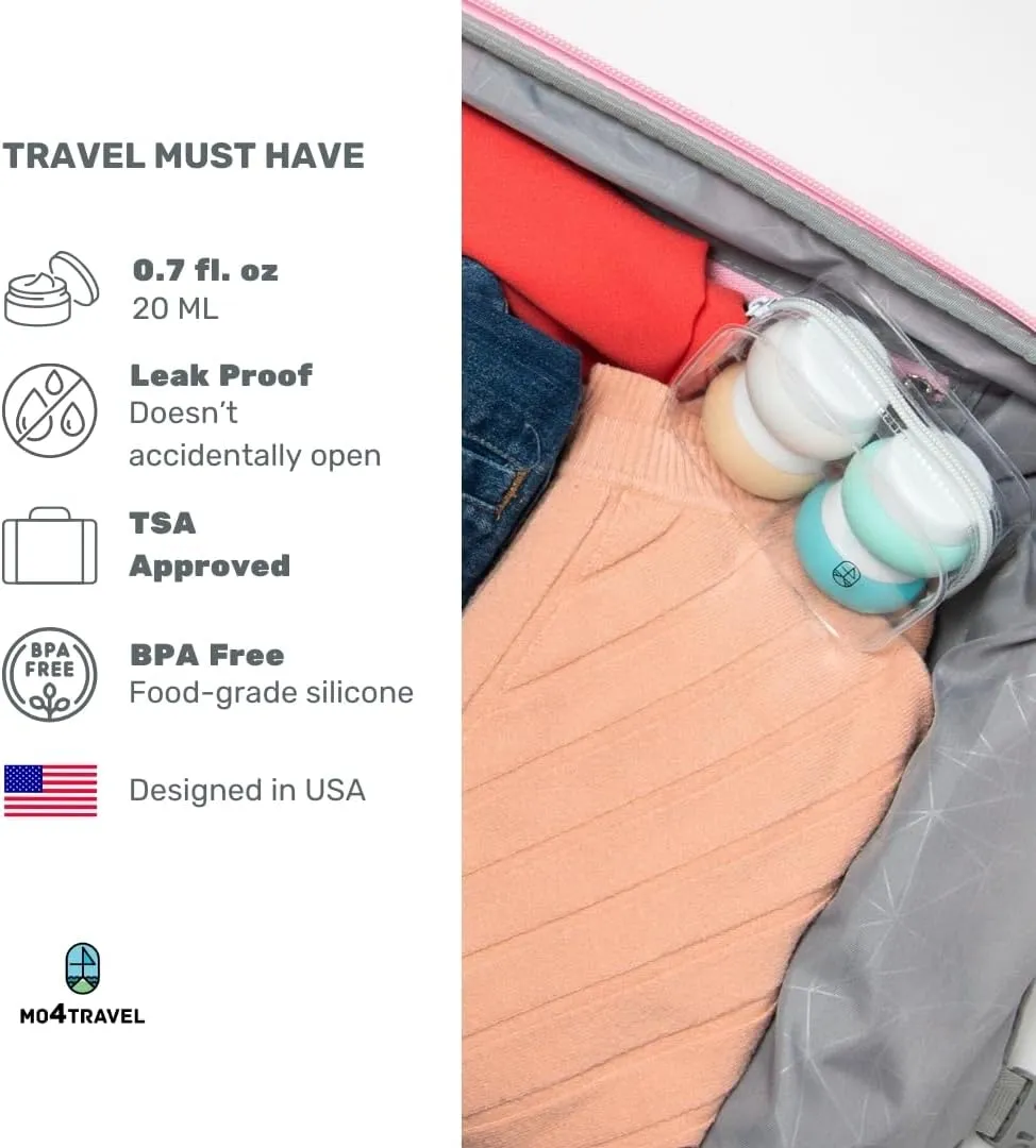 Travel Containers for Toiletries - Small Travel Containers for Creams - 4 Pack of 20mL TSA Approved Travel Bottles with Clear Bag, Leak-Proof Silicone Travel Jars for Toiletries (Mountain)