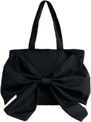 Trendy Bow Large Handbags Purses for Women Y2K Aesthetic Bow Knot Top Handle Bag Hobo Tote Bag,Black