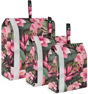 Tropical Flowers Packing Cubes for Travel 3 Set Travel Organizer Luggage Organizer Bags for Luggage
