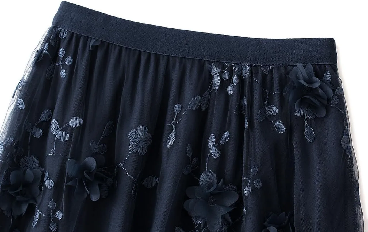 Tulle Skirts for Women High Elastic Waist Long Stylish Comfy Midi Skirt A Line Tutu Skirts for Daily, Prom, Party